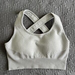 Women's Textured Gray Padded Sports Bra
